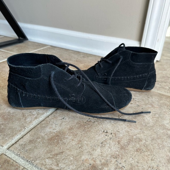 Toms Black Suede Ankle Boots - Picture 1 of 3
